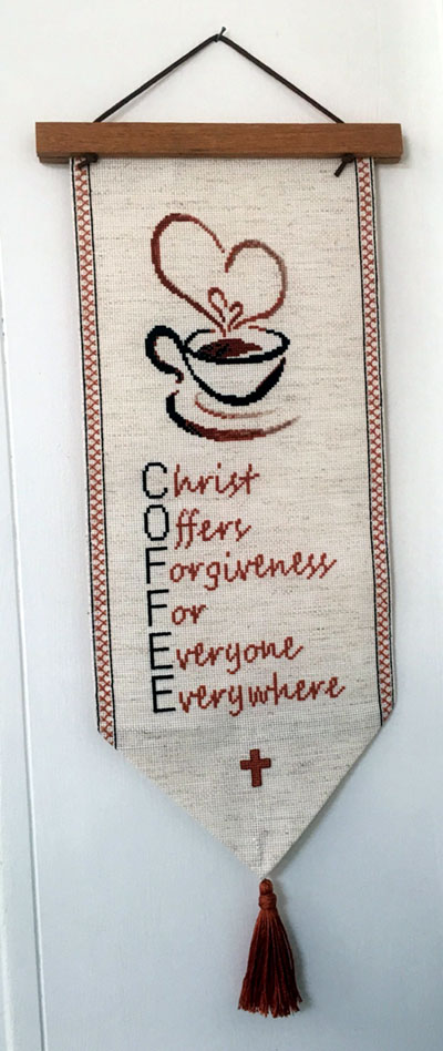 COFFEE stitched by Yvette Heintz as a banner